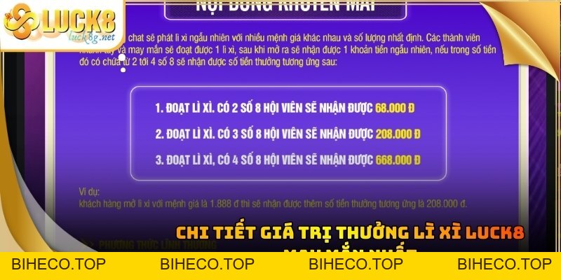 Lì Xì Luck8: Cơ Hội Nhận Thưởng May Mắn Số 1 Châu Á - biheco